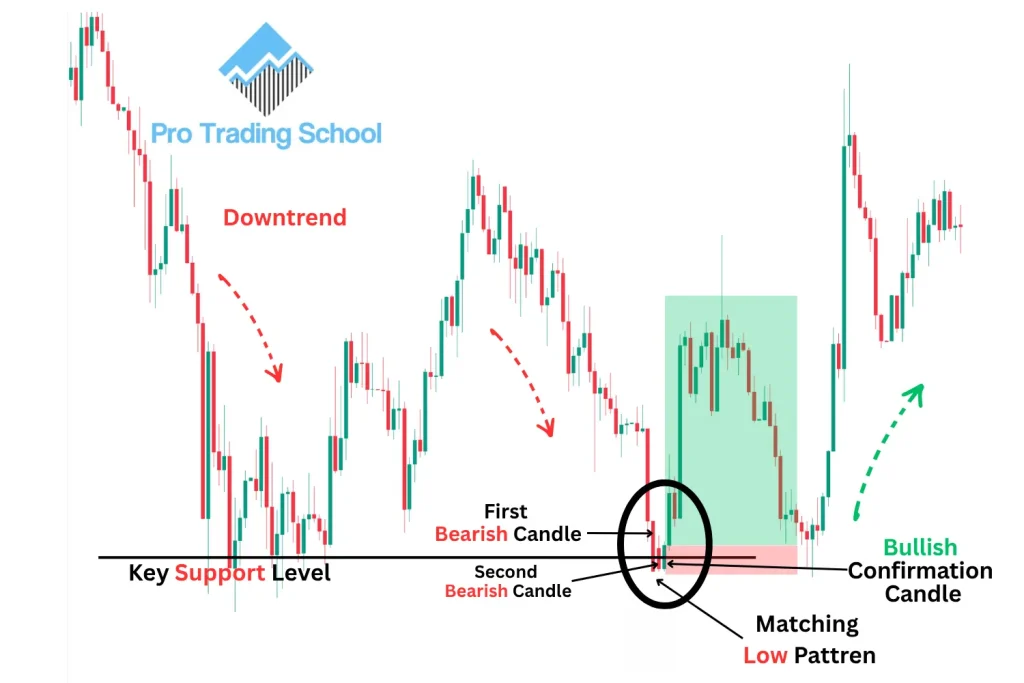 Matching Low candlestick pattern forming at a key support level